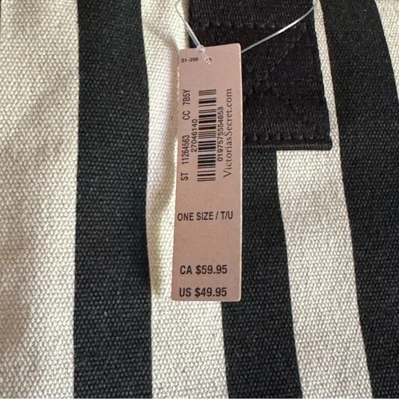 Victoria's Secret Black and White Striped Tote Set NWT - Picture 15 of 15
